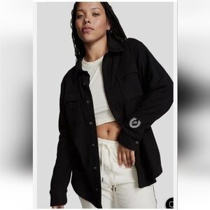 Victoria's Secret PINK Black Lightweight Fleece Button Up Jacket